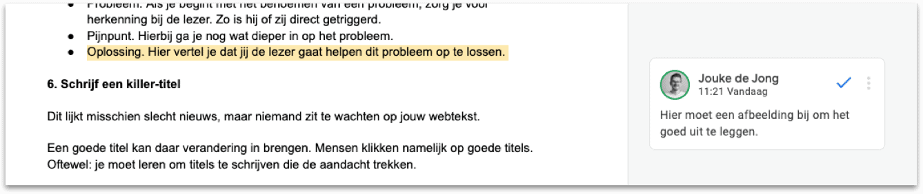 Teksten redigeren een feedback vragen